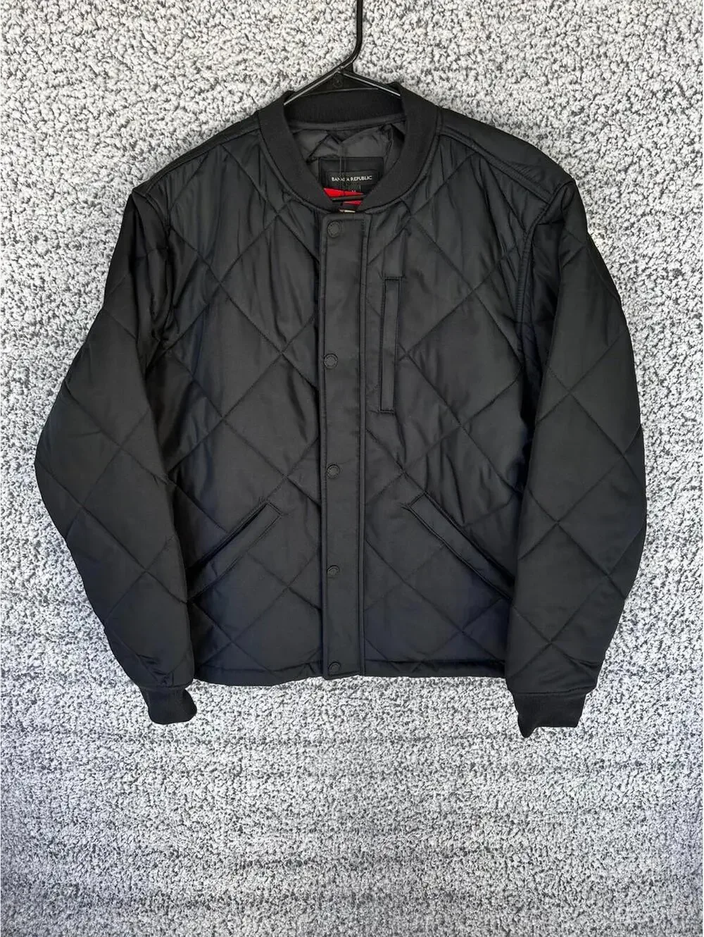 Banana Republic Quilted Bomber Jacket Black Mens Medium NWT